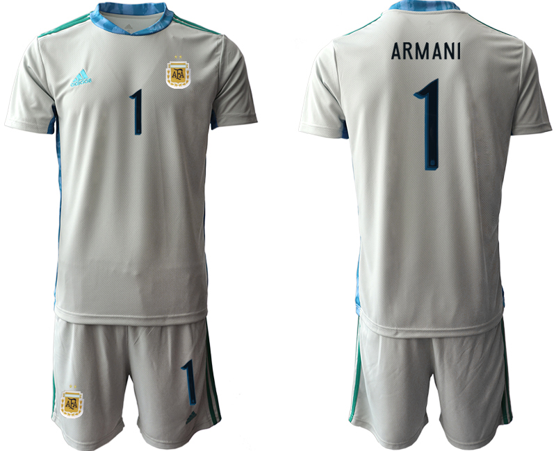 Men 2020-2021 Season National team Argentina goalkeeper grey #1 Soccer Jersey